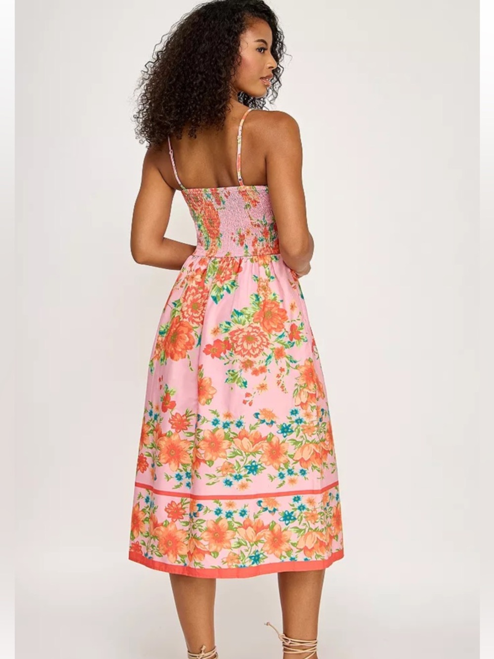 Floral Printed Sweetheart Neck Midi Dress XL - Picture 7 of 8